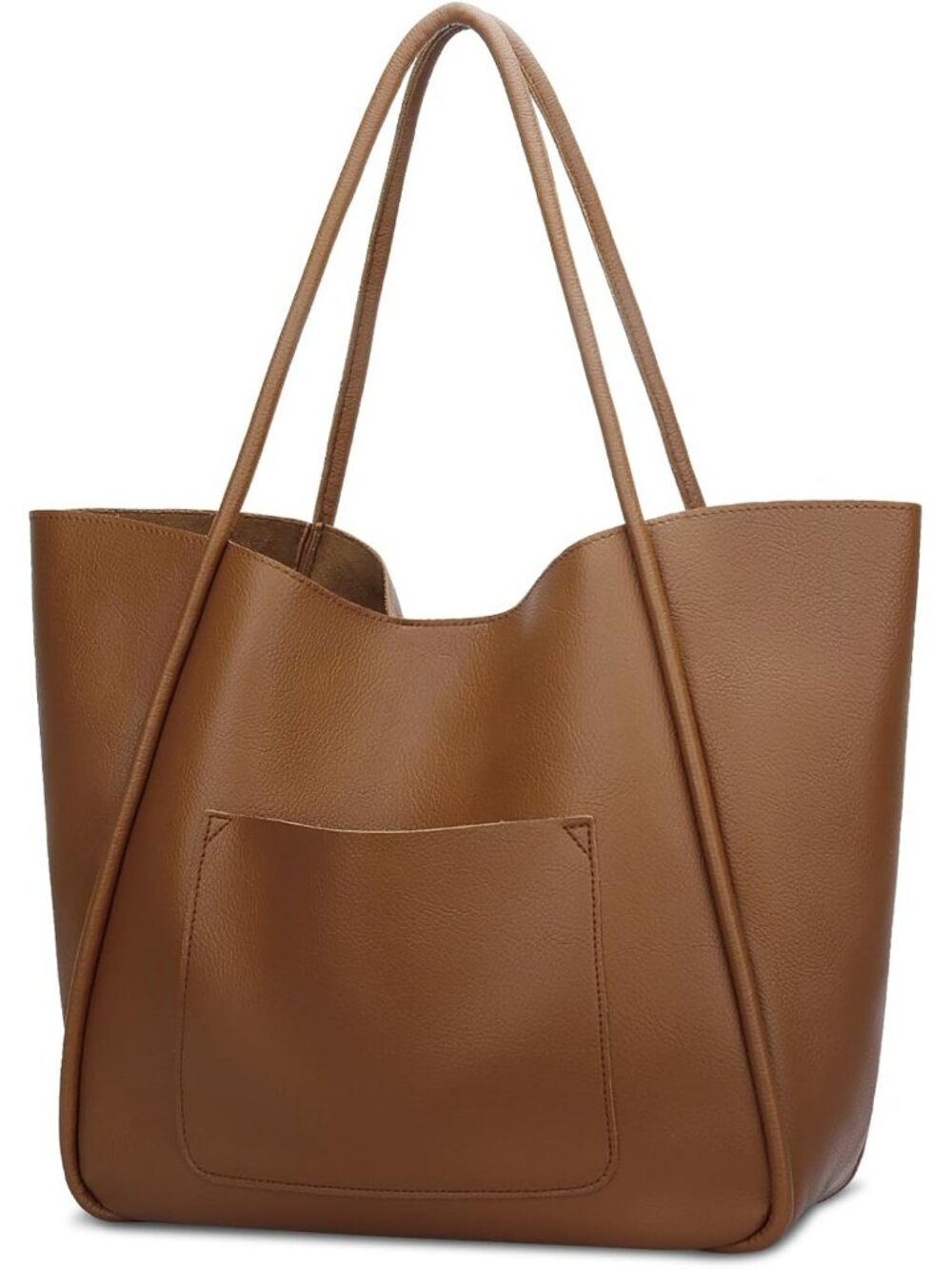 Women's Light Brown Vegan Leather Large Capacity Travel Bag Tote Handbag